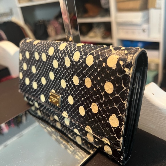Dolce & Gabbana Black and Cream Polka Dot Clutch - Picture 2 of 13
